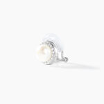 Boucles D'oreilles Clips Argent Blanc Valerio Perles Oxydes - Puces Femme | Marc Orian