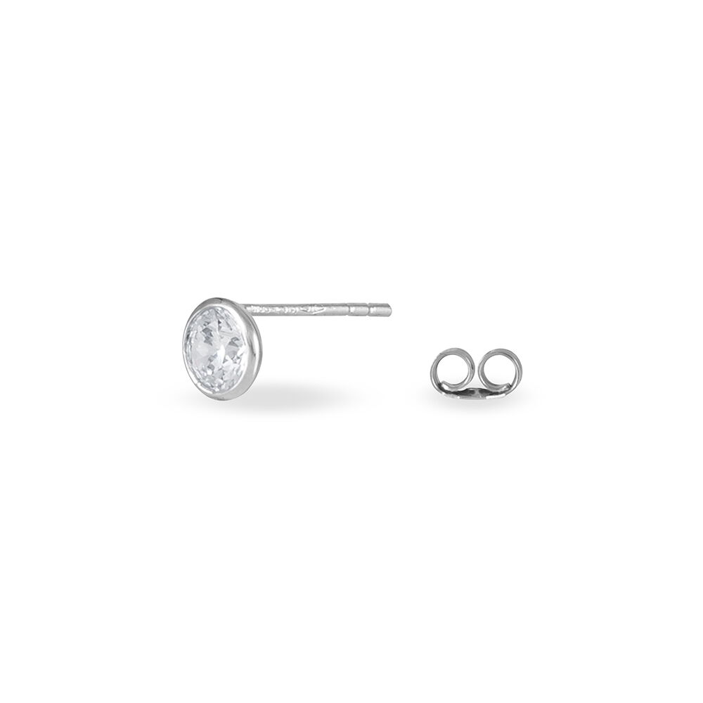 Boucles D'oreilles Puces Elda Serti Clos Or Blanc Oxyde De Zirconium - Puces Femme | Marc Orian