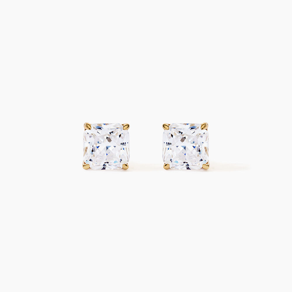 Boucles D'oreilles Puces Doreen Carre Or Jaune Oxyde De Zirconium - Puces Femme | Marc Orian