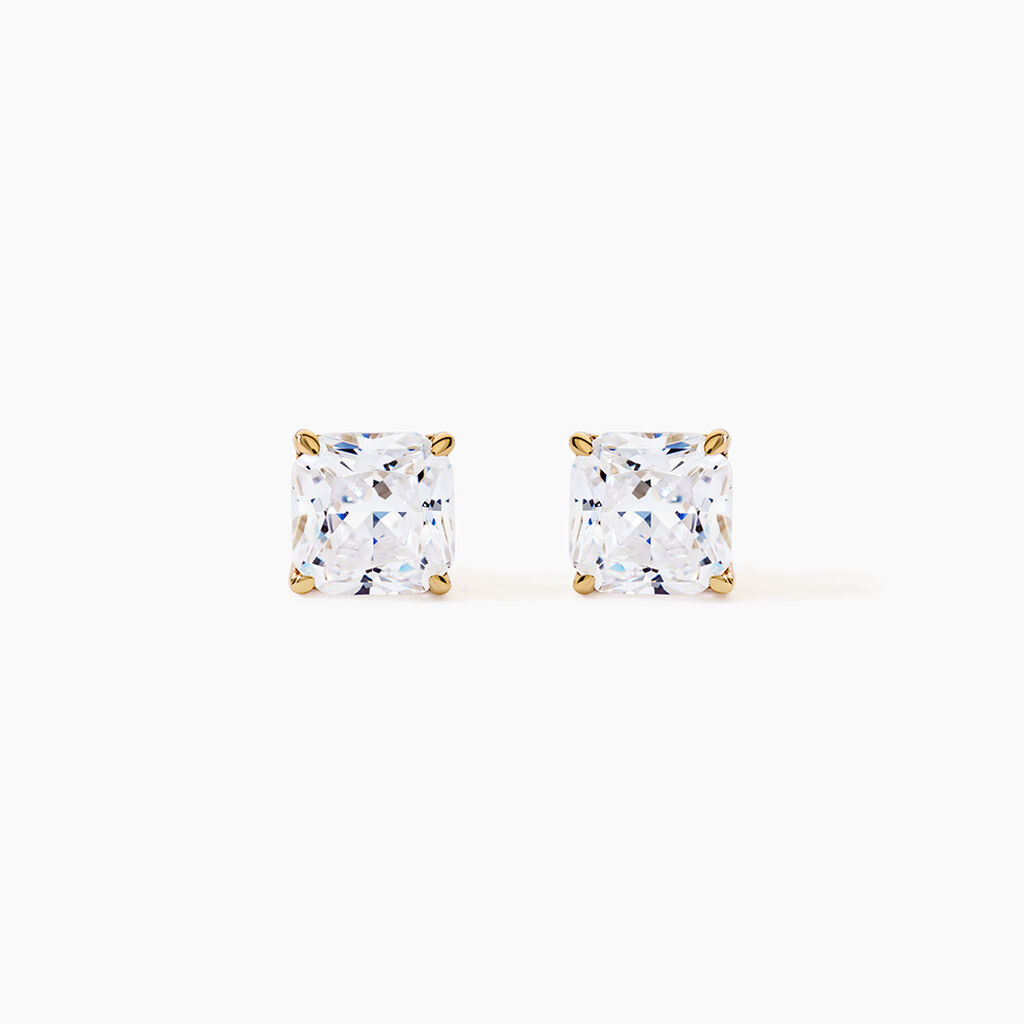 Boucles D'oreilles Puces Doreen Carre Or Jaune Oxyde De Zirconium - Puces Femme | Marc Orian