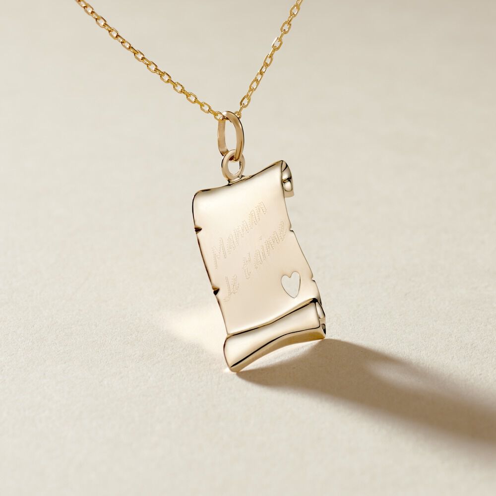 Pendentif Irenca Message Parchemin Or Jaune - Bijoux personnalis&eacute;s Famille | Marc Orian