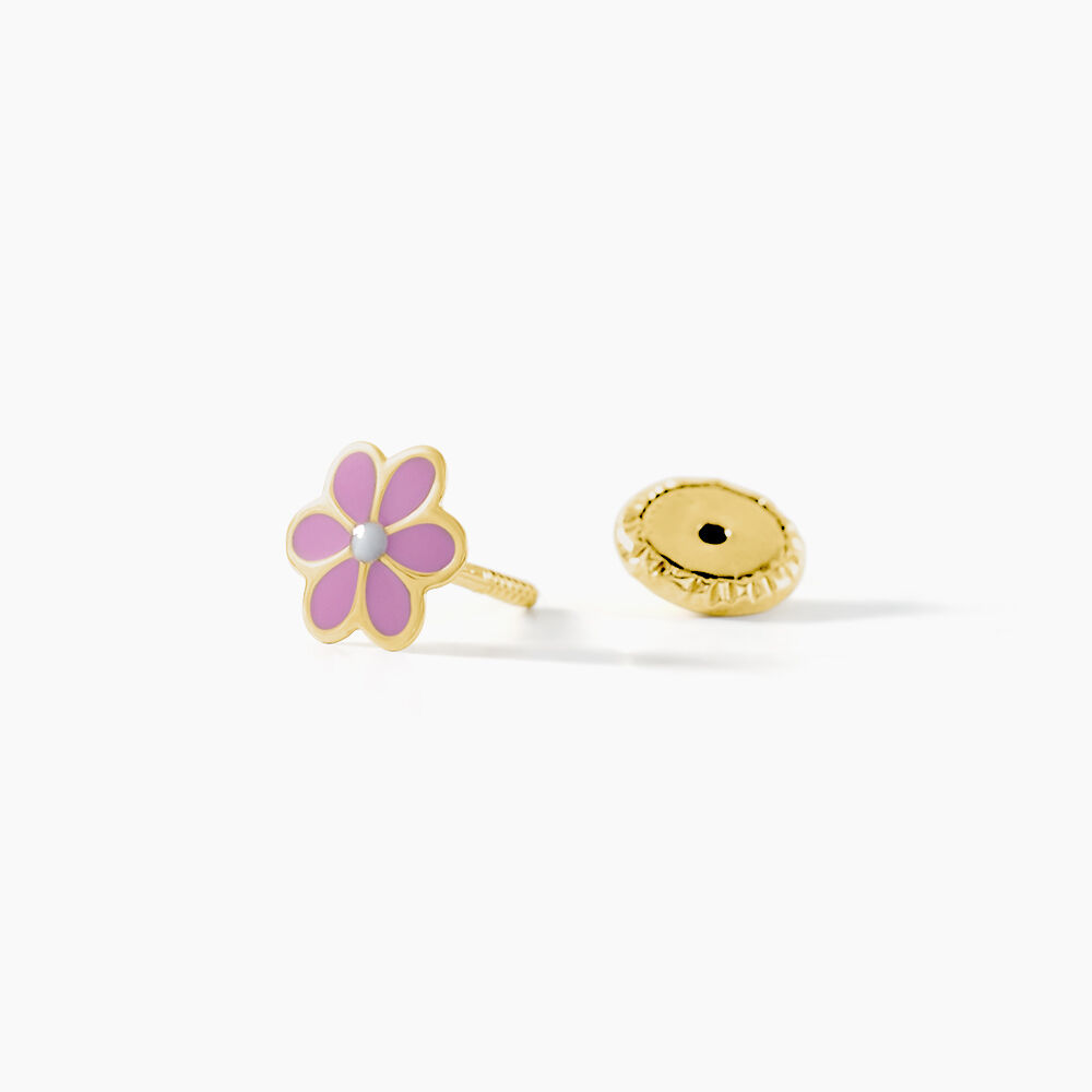 Boucles D'oreilles Puces Or Jaune Talia Email - Puces Enfant | Marc Orian