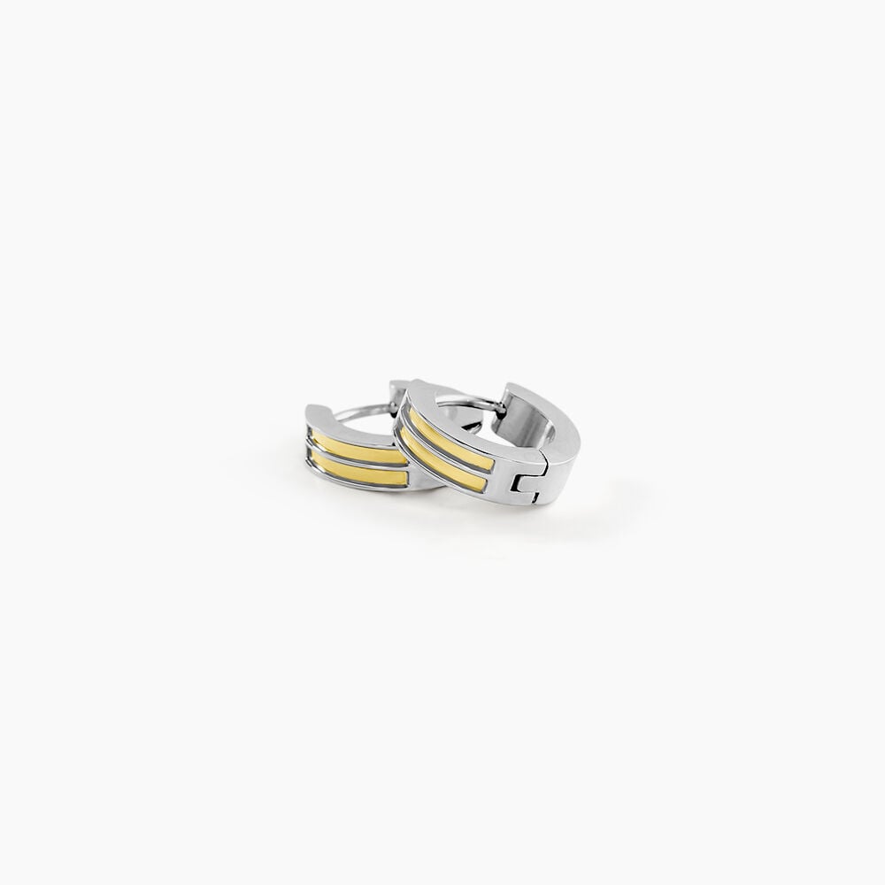 Créoles Jourdan Tilos Acier Bicolore Dore / Blanc - Fête des pères Homme | Marc Orian