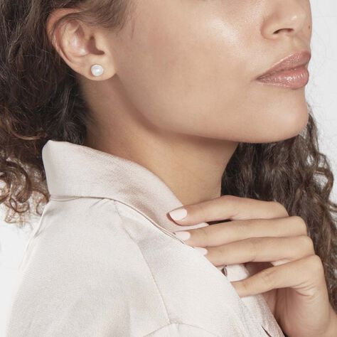 Boucles D'oreilles Puces Vittorio Argent Blanc Perle De Culture - Clous d'oreilles Femme | Marc Orian