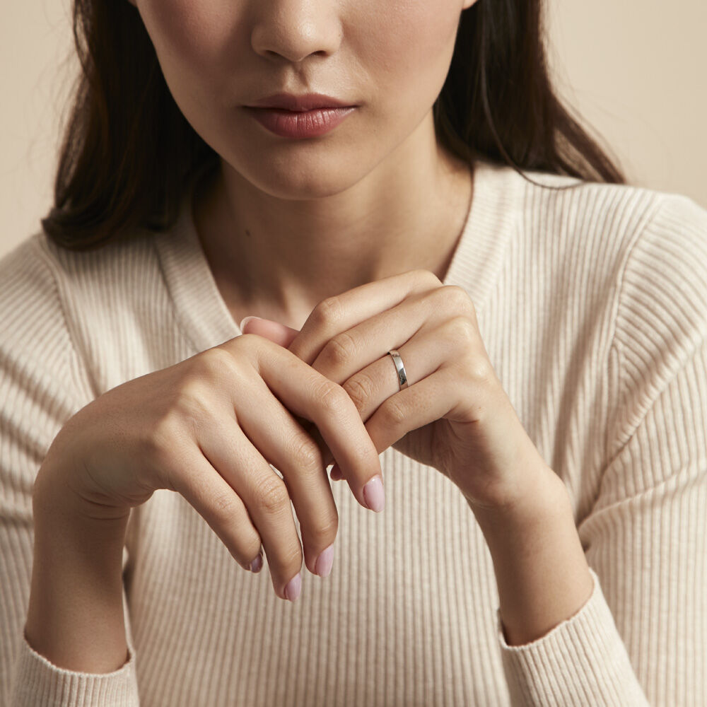 Alliance Julie Ruban Classique Platine Blanc - Alliances duo Unisex | Marc Orian