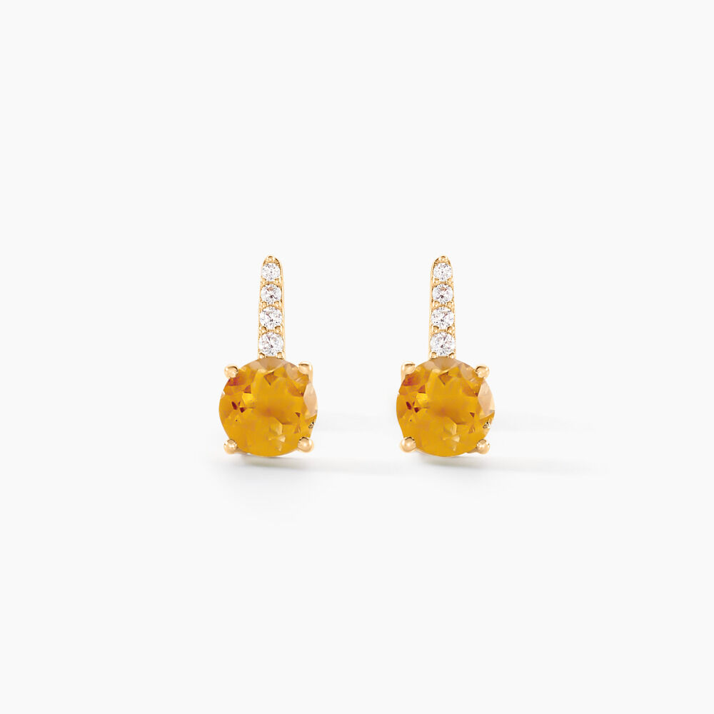 Boucles D'oreilles Puces Monroe Or Jaune Citrine Oxyde De Zirconium - Puces Femme | Marc Orian