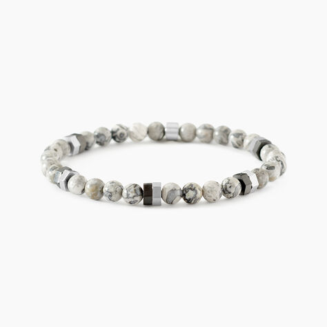 Bracelet Jourdan Acier Blanc Jaspe Africain - Bracelets cha&icirc;nes Homme | Marc Orian