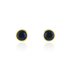Boucles D'oreilles Puces Edy Serti Clos Or Jaune Saphir - Clous d'oreilles Femme | Marc Orian