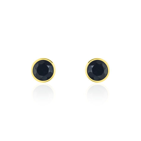 Boucles D'oreilles Puces Edy Serti Clos Or Jaune Saphir - Clous d'oreilles Femme | Marc Orian