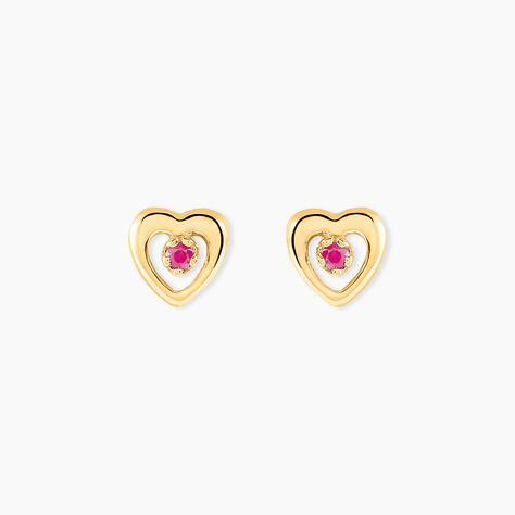 Boucles D'oreilles Puces Izild Or Jaune Rubis - Puces Femme | Marc Orian