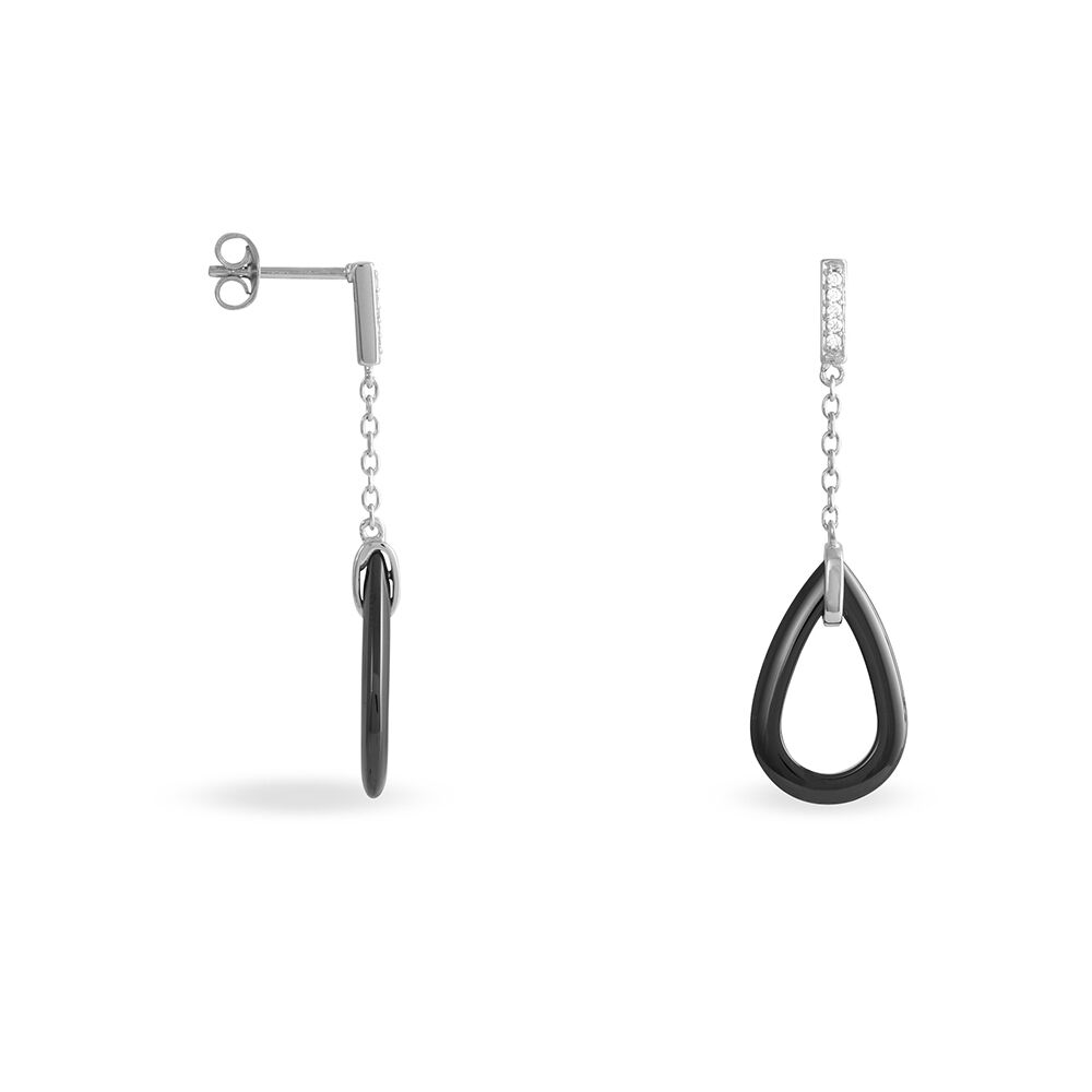 Boucles D'oreilles Pendantes Amaris Argent Blanc Céramique Et Oxyde - Pendantes Femme | Marc Orian