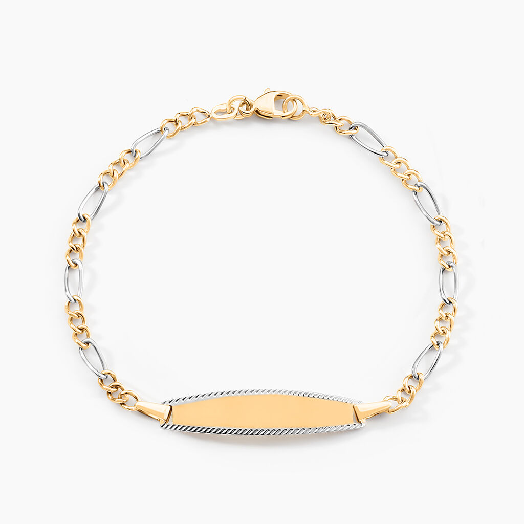 Bracelet Identit&eacute; Bartolomee Maille Alternee 1/3 Or Bicolore - Gourmettes Enfant | Marc Orian