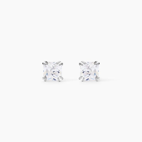 Boucles D'oreilles Puces Or Blanc Doreen Oxydes De Zirconium - Puces Famille | Marc Orian