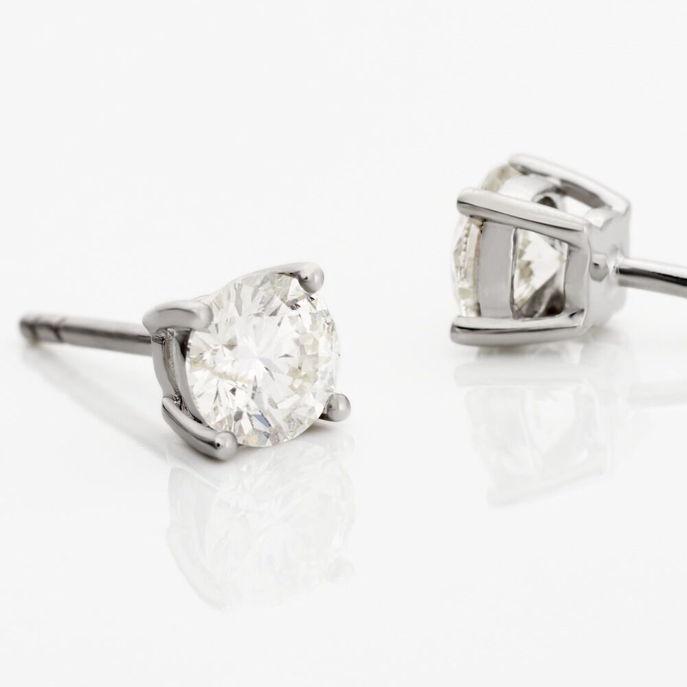 Boucles D'oreilles Puces Victoria Or Blanc Diamant - Puces Famille | Marc Orian