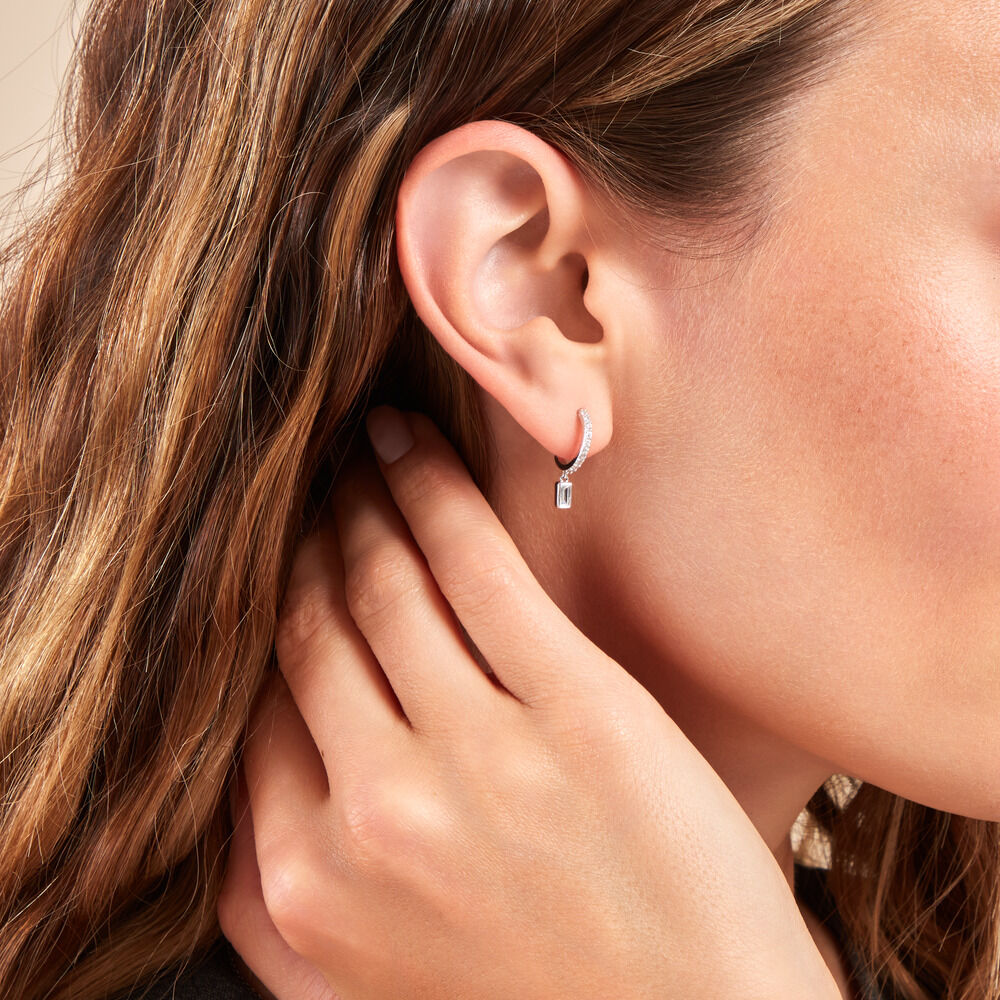 Créoles Dua Argent Blanc Oxyde De Zirconium - Créoles Femme | Marc Orian