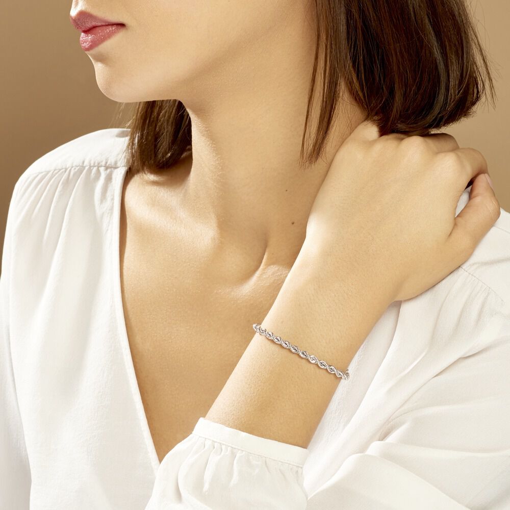 Bracelet Jerry Maille Corde Or Blanc - Bracelets mailles Femme | Marc Orian