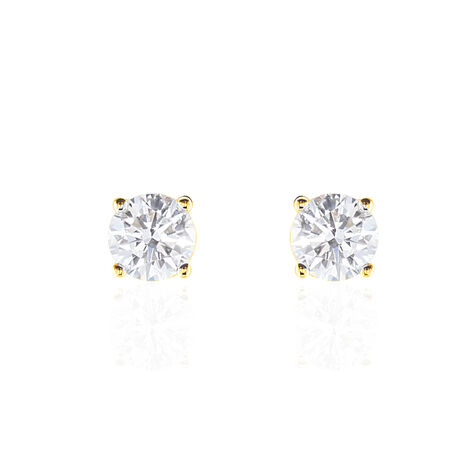 Boucles D'oreilles Puces 4 Griffes Or Jaune Diamant Synthetique - Clous d'oreilles Femme | Marc Orian