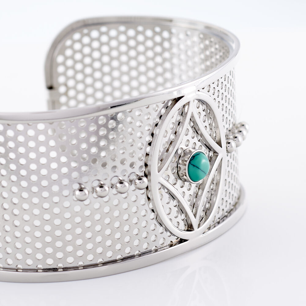 Bracelet Jonc Audreanne Acier Blanc Pierre De Synthese - Bracelets joncs Femme | Marc Orian