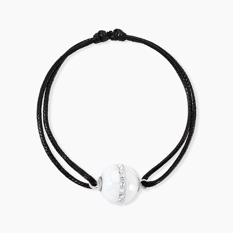 Bracelet Nina Cera Argent Blanc C&eacute;ramique Et Strass - Bracelets cordons Femme | Marc Orian