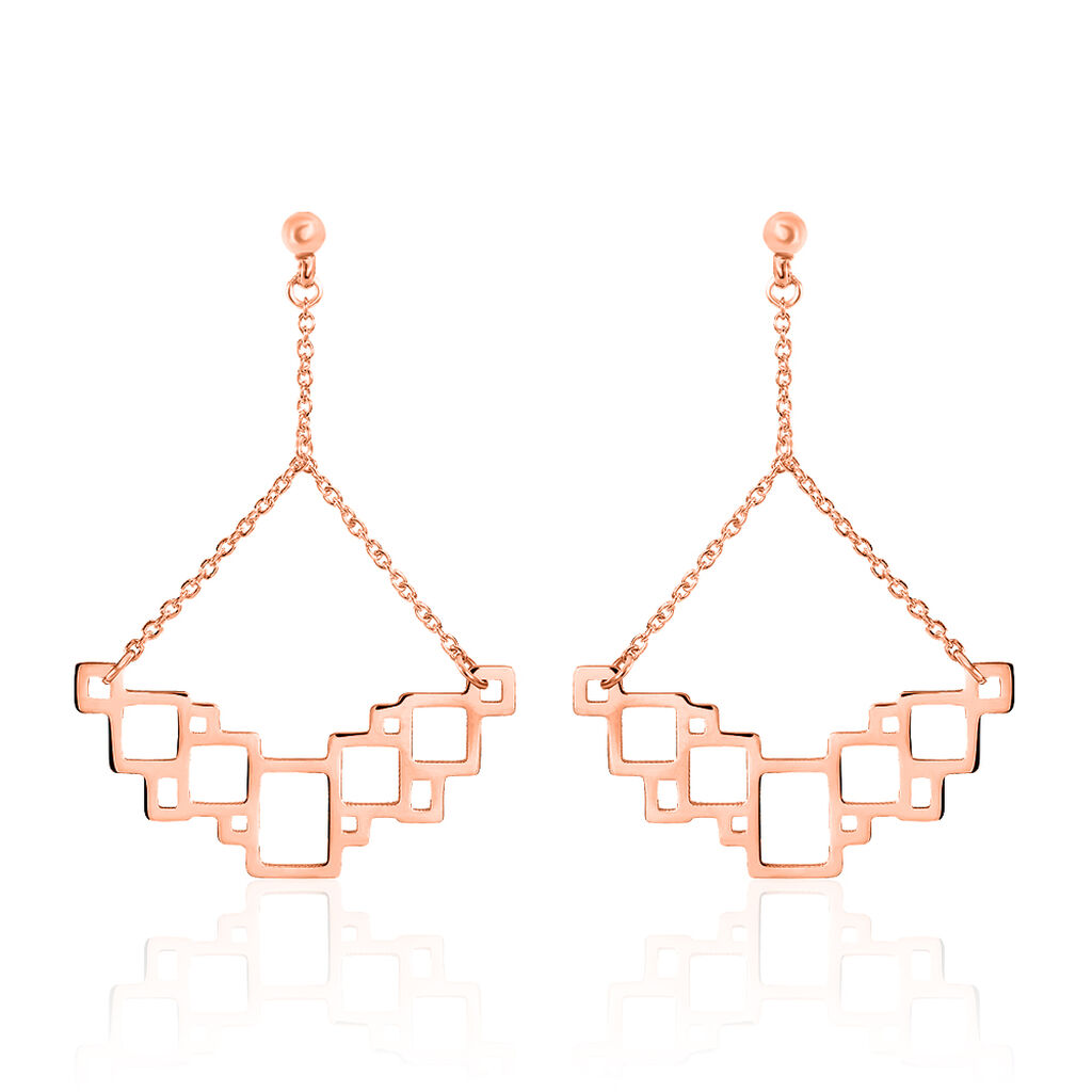 Boucles D'oreilles Pendantes Crispine Acier Rose - Pendantes Femme | Marc Orian