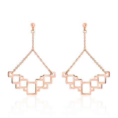 Boucles D'oreilles Pendantes Crispine Acier Rose - Pendantes Femme | Marc Orian