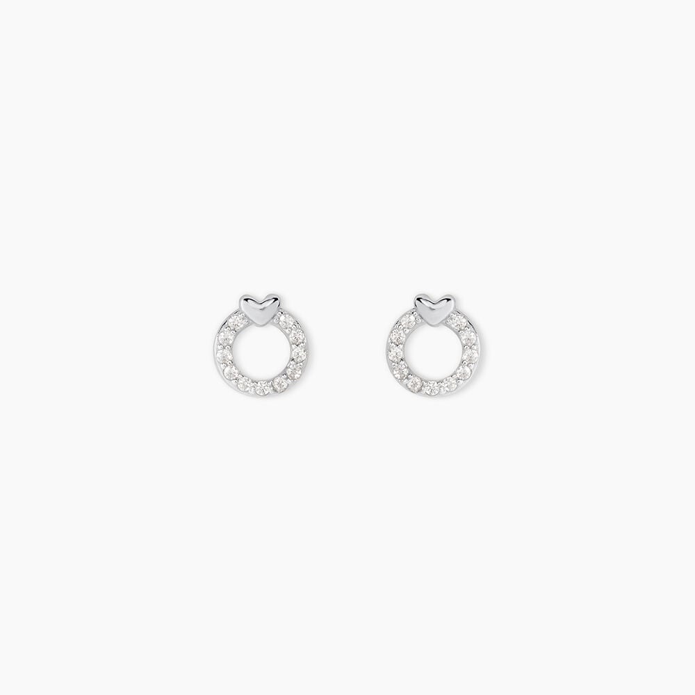Boucles D'Oreilles Puces Aberte Argent Blanc Oxyde De Zirconium - Puces Femme | Marc Orian