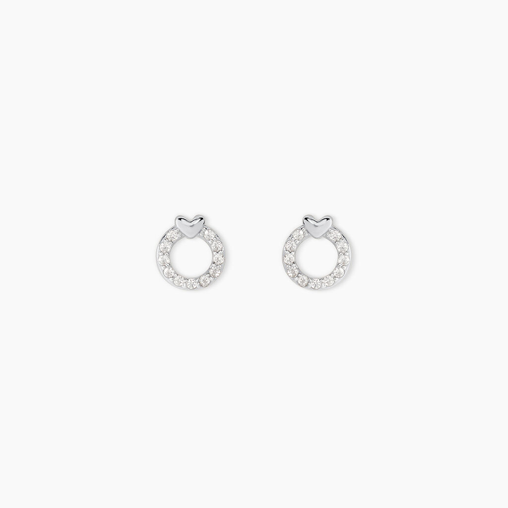 Boucles D'Oreilles Puces Aberte Argent Blanc Oxyde De Zirconium - Puces Femme | Marc Orian