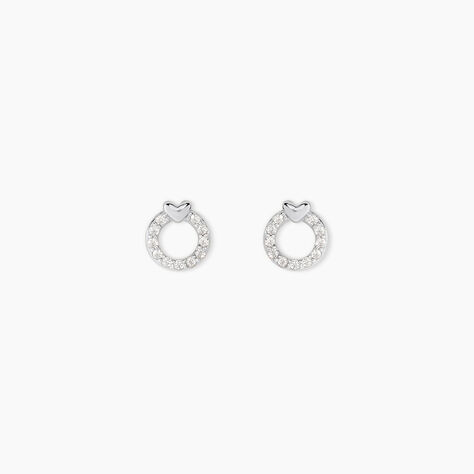 Boucles D'Oreilles Puces Aberte Argent Blanc Oxyde De Zirconium - Puces Femme | Marc Orian