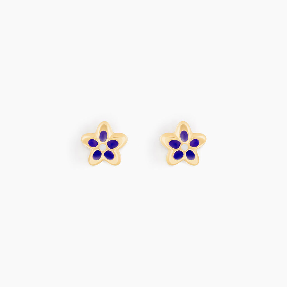 Boucles D'oreilles Puces Fleur Email Or Jaune - Puces Enfant | Marc Orian