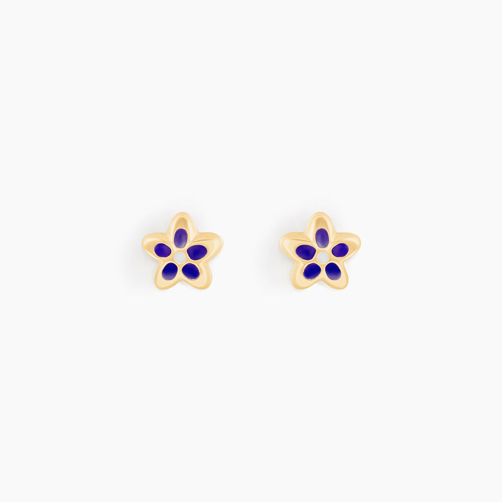 Boucles D'oreilles Puces Fleur Email Or Jaune - Puces Enfant | Marc Orian