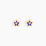 Boucles D'oreilles Puces Fleur Email Or Jaune - Puces Enfant | Marc Orian
