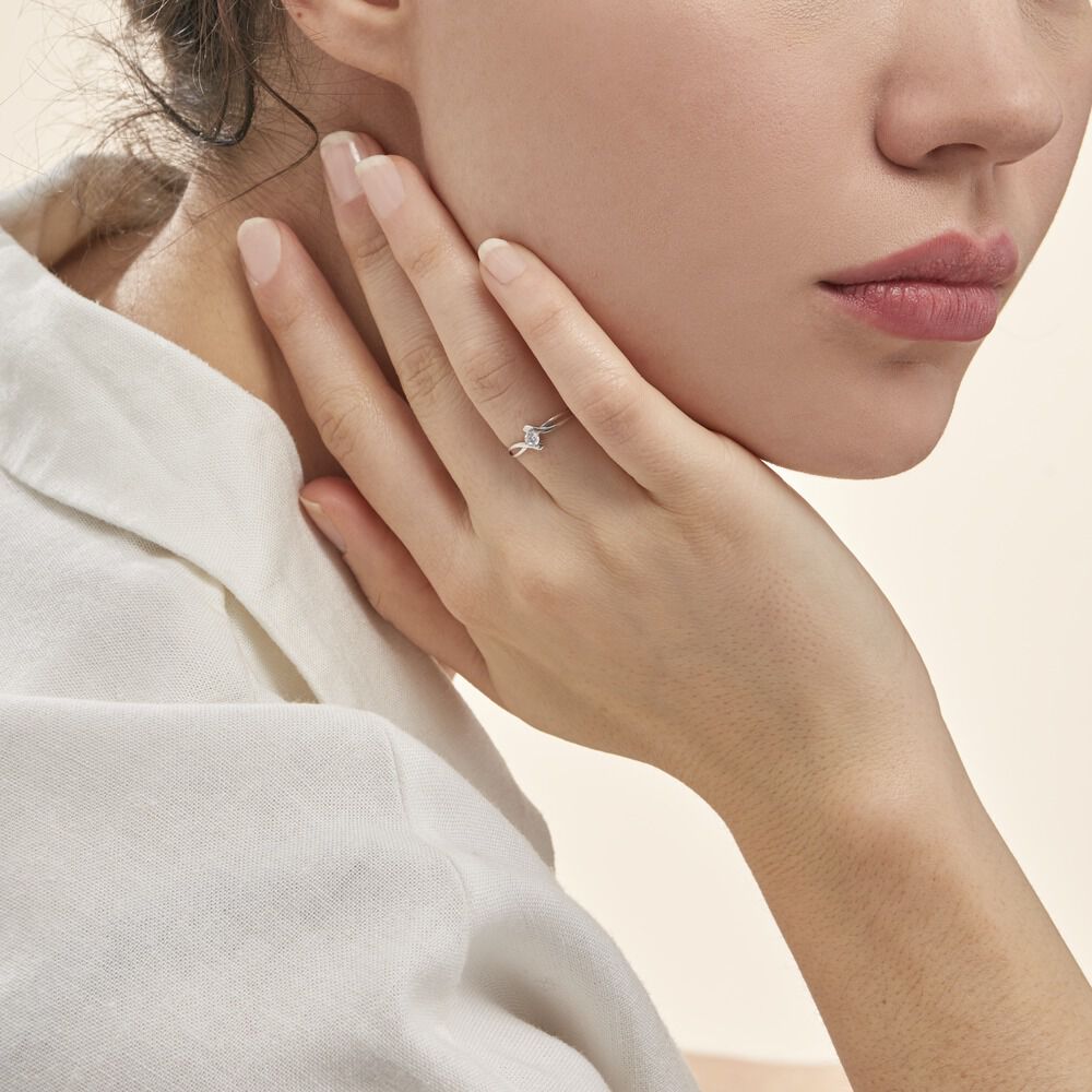 Bague Chamirame Or Blanc Oxyde De Zirconium - Solitaires Femme | Marc Orian