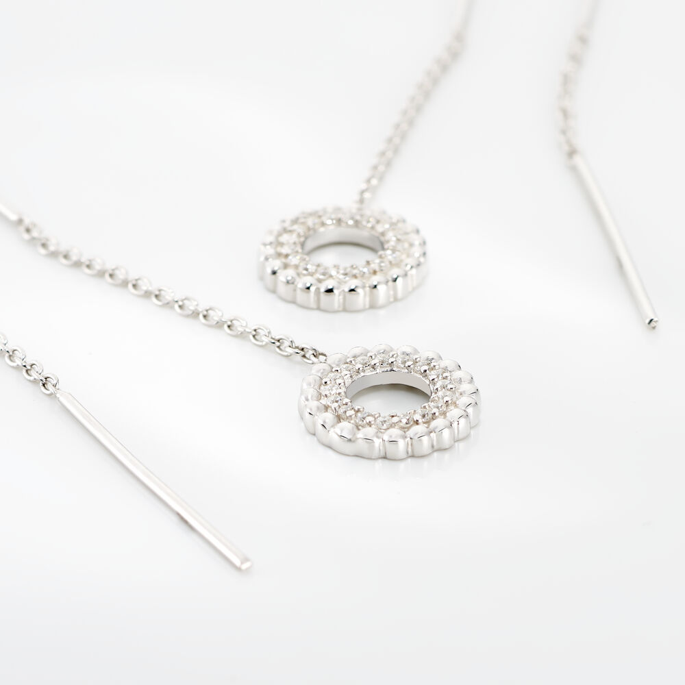 Boucles D'oreilles Pendantes Florenzia Argent Blanc Oxyde De Zirconium - Pendantes Femme | Marc Orian