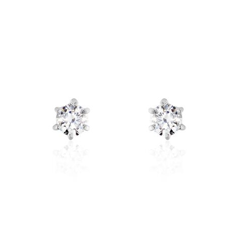 Boucles D'oreilles Puces Petrine Argent Blanc Oxyde De Zirconium - Puces Femme | Marc Orian