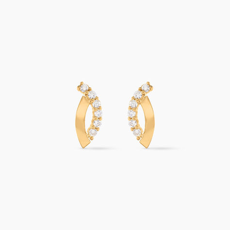 Boucles D'oreilles Puces Helvi Or Jaune Oxyde De Zirconium - Puces Femme | Marc Orian