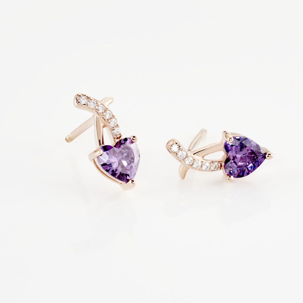 Boucles D'oreilles Puces Argent Rose Avalon Oxyde De Zirconium - Puces Femme | Marc Orian