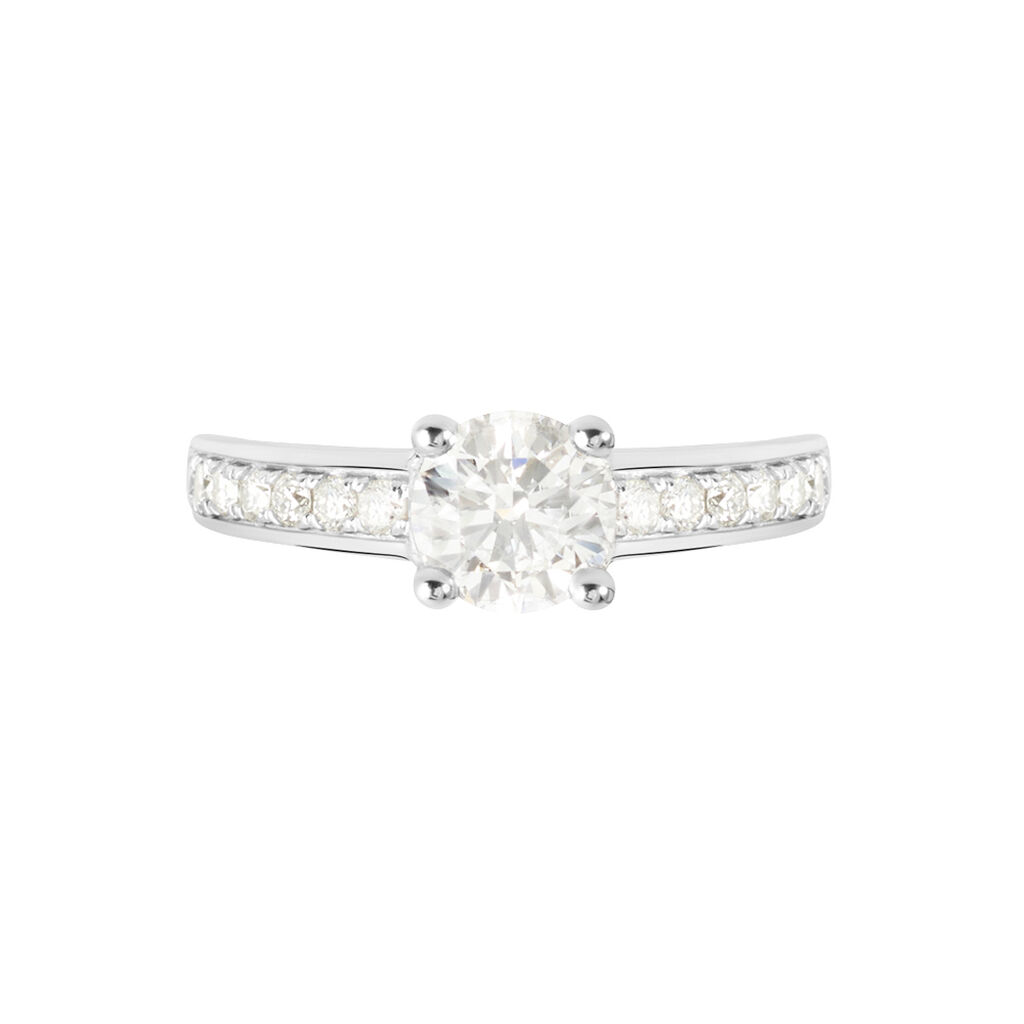 Bague Solitaire Accompagné Aramis Or Blanc Diamant Synthétique - Bagues Solitaire Femme | Marc Orian