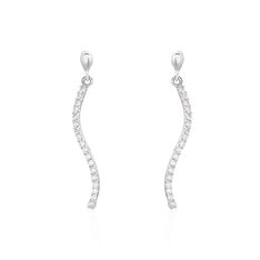 Boucles D'oreilles Pendantes Torsade Or Blanc Oxyde De Zirconium - Boucles d'oreilles Pendantes Femme | Marc Orian