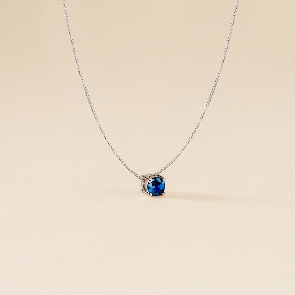 Collier Dwight Argent Blanc Oxyde De Zirconium Bleu - Colliers solitaires Femme | Marc Orian