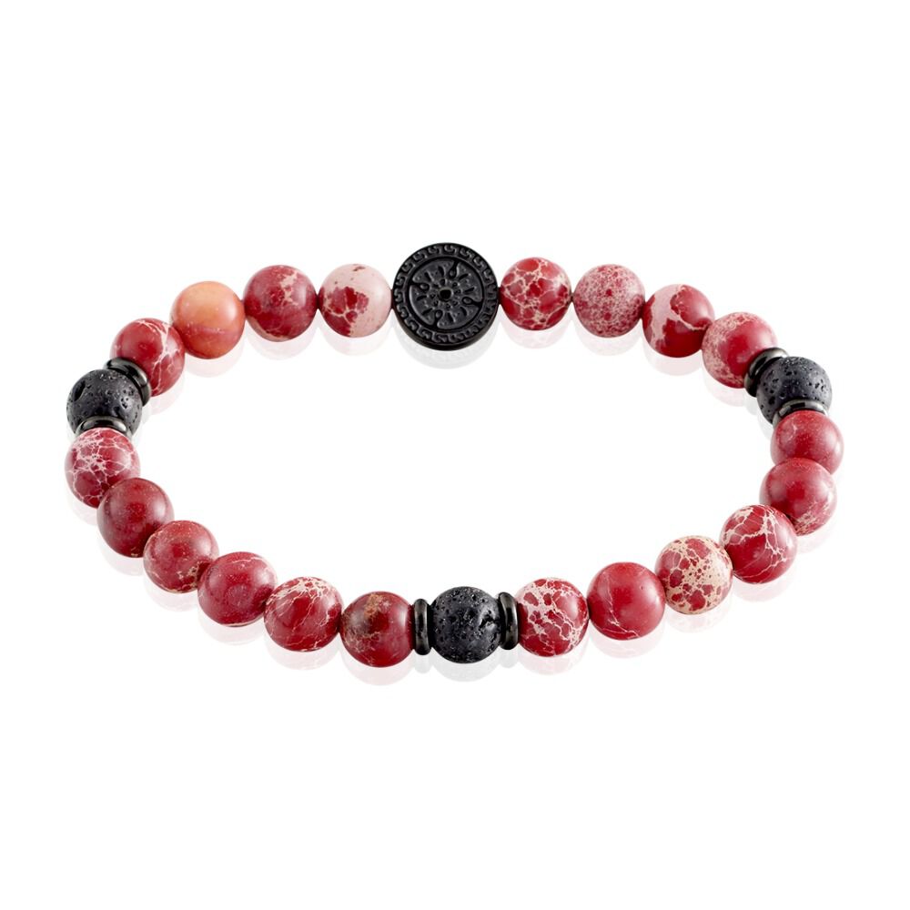 Bracelet Jourdan Yasur Acier Noir Oeil De Tigre Pierre De Lave - Bracelets cha&icirc;nes Homme | Marc Orian