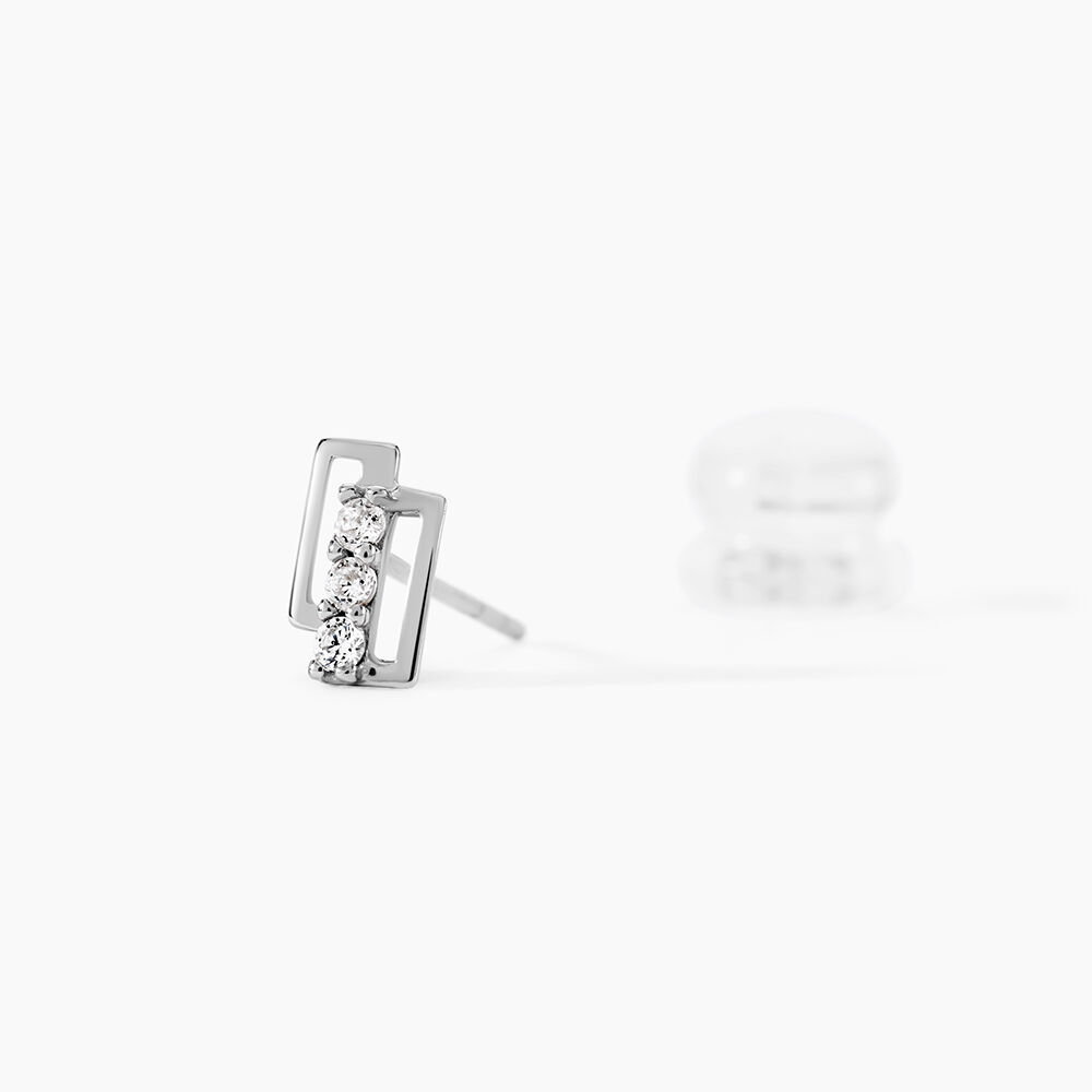 Boucles D'oreilles Puces Eoin Or Blanc Oxyde De Zirconium - Puces Femme | Marc Orian