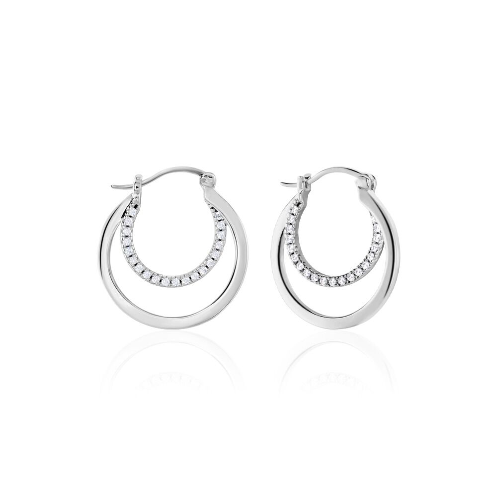 Créoles Argent Blanc Linnette Oxydes De Zirconium - Créoles Femme | Marc Orian