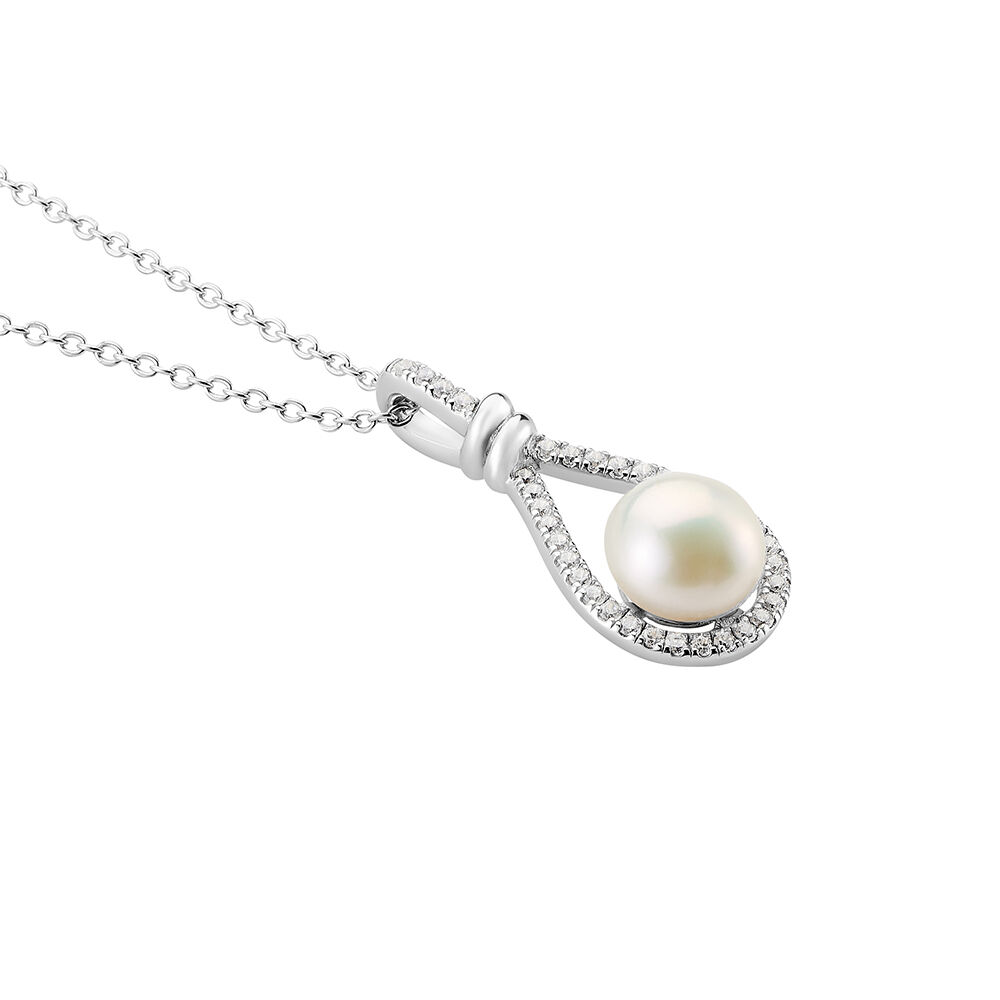 Collier Ghyslene Argent Blanc Perle De Culture Et Oxyde De Zirconium - Colliers avec pierres Femme | Marc Orian