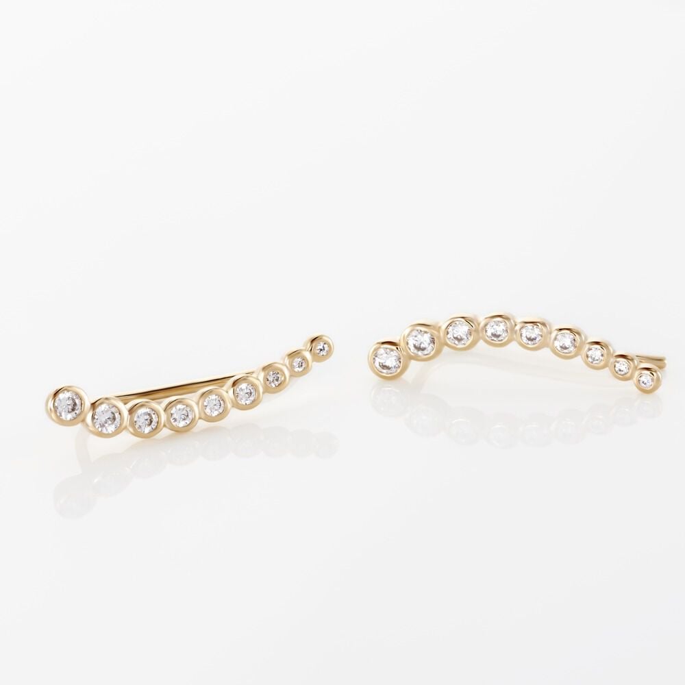 Boucles D'oreilles Grimpantes Plaqu&eacute; Or Jaune Nazeli Oxyde - Piercings d'oreilles Femme | Marc Orian