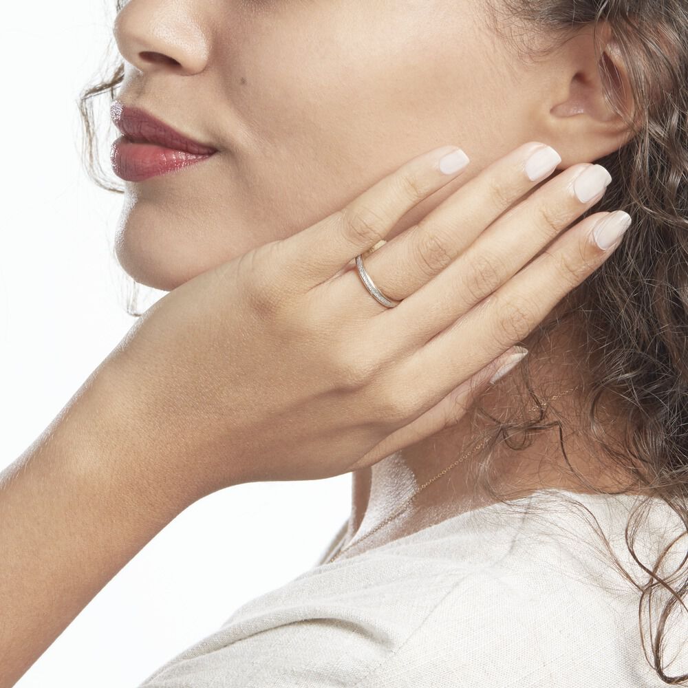 Alliance Fine Diamantee Ruban Plat Or Bicolore - Alliances personnalisées Femme | Marc Orian