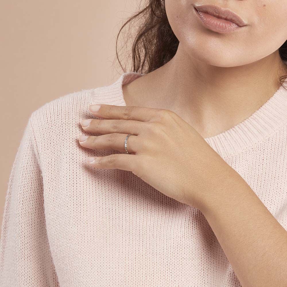 Alliance Calista Diamantee Demi Jonc Classique Or Blanc - Alliances duo Unisex | Marc Orian