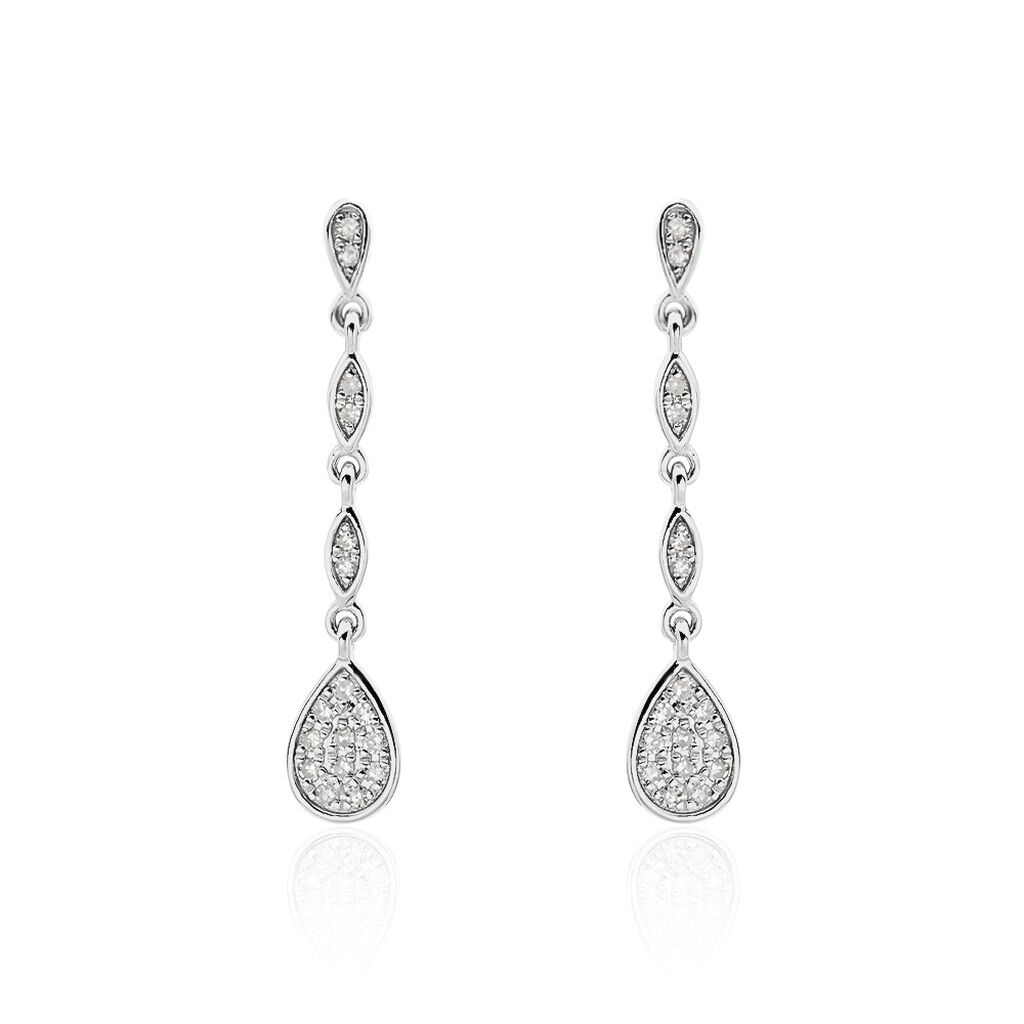 Boucles D'oreilles Pendantes Unice Or Blanc Diamant - Pendantes Femme | Marc Orian