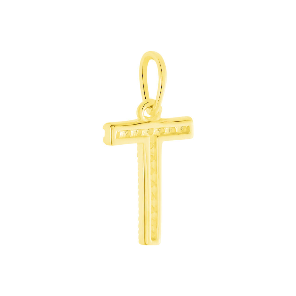 Pendentif Lettre T Or Jaune Oxyde - Pendentifs Famille | Marc Orian