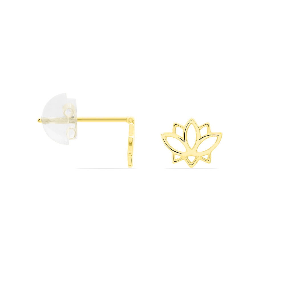 Boucles D'oreilles Puces Franny Fleur De Lotus Or Jaune - Puces Femme | Marc Orian
