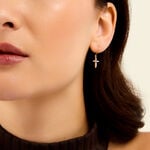 Boucles D'Oreilles Pendantes Chastity Argent Dor&eacute; A L'Or 750/1000 Oxyde De Zirconium - Pendantes Femme | Marc Orian